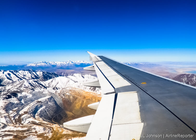 Flyover Country offers detail on Bingham Canyon Mine which is sometimes visible on approach to SLC.